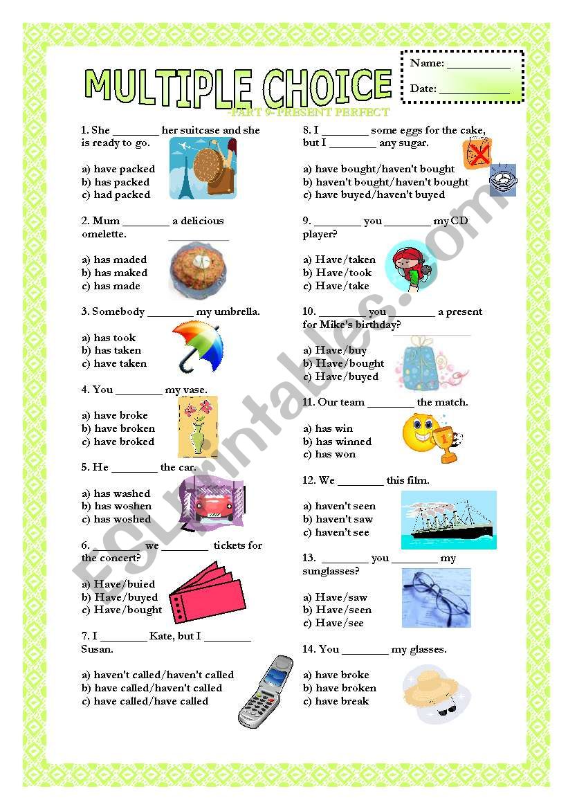 Multiple Choice - Part 9 - Present Perfect Simple (Part 1)