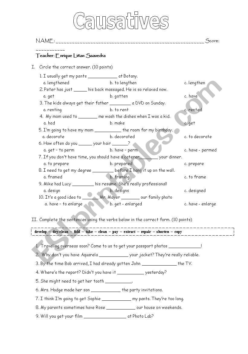 Causatives (active and passive)