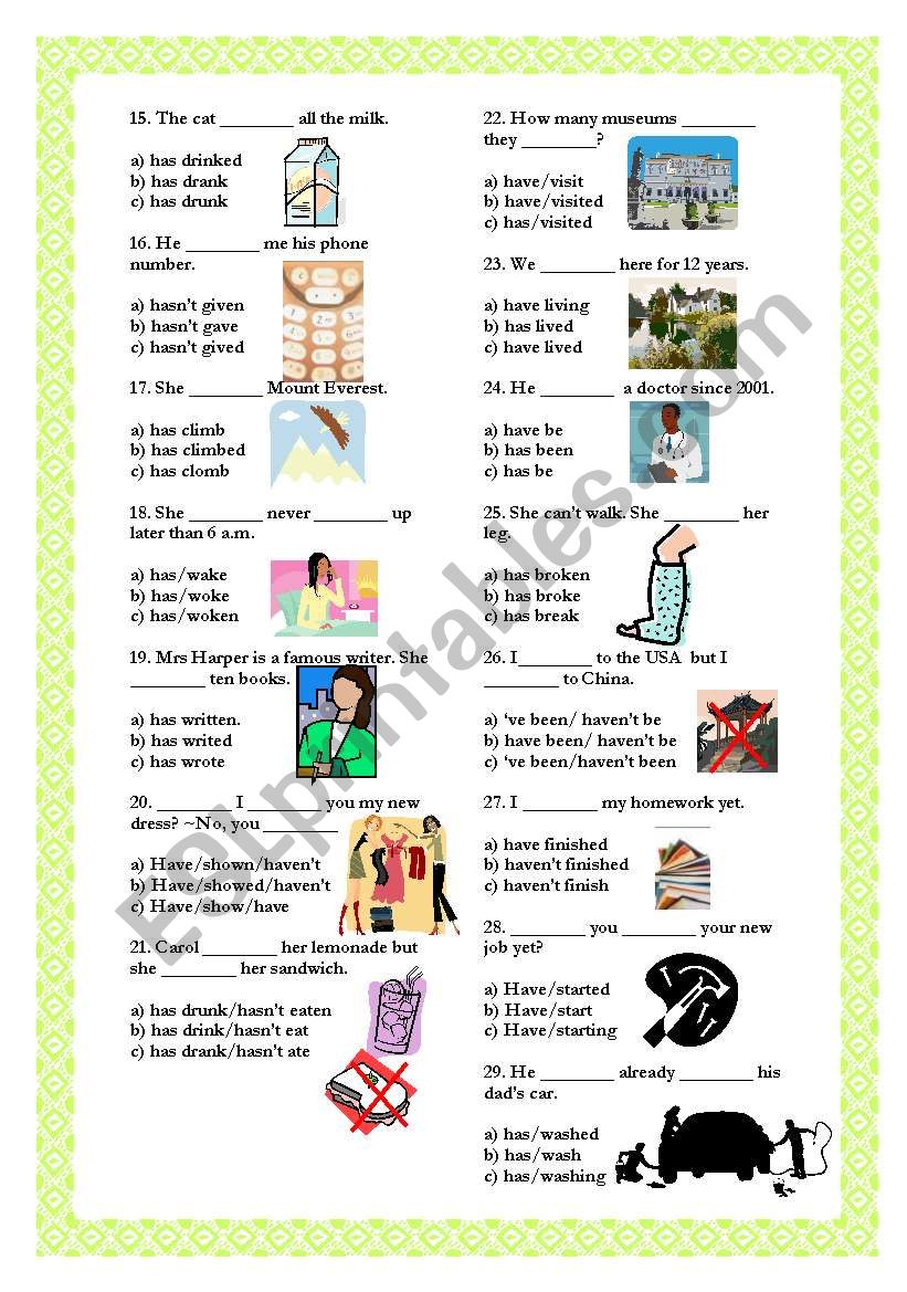 Multiple Choice - Part 9 - Present Perfect Simple (Part 2)