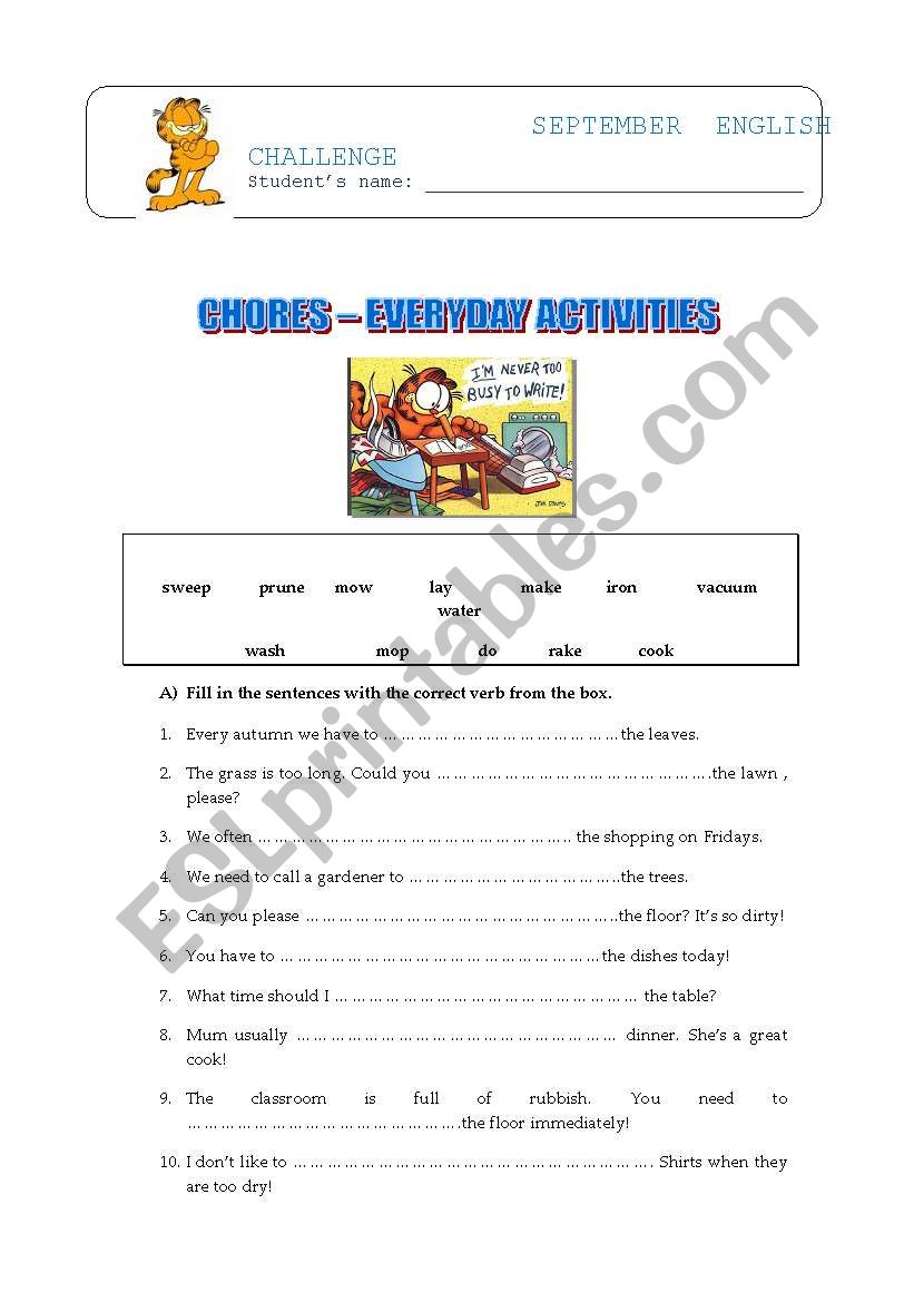 Everyday  Activities worksheet