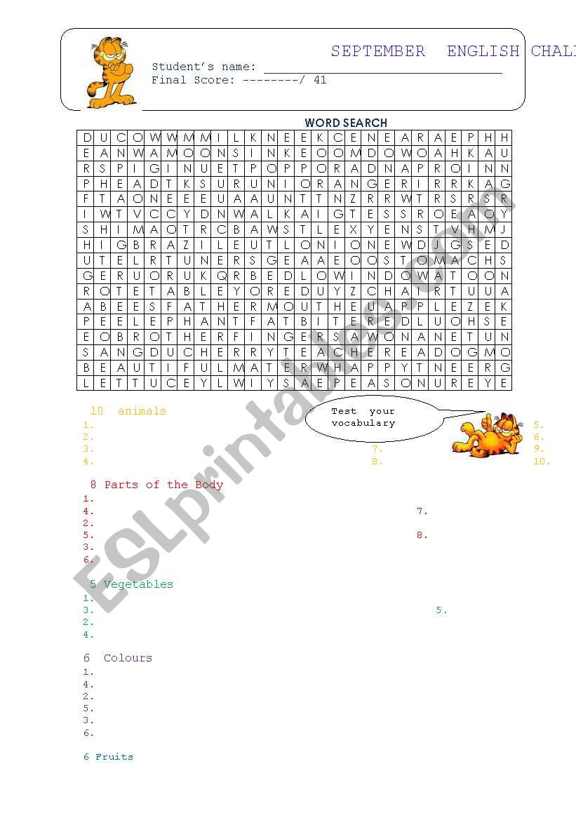 Test your vocabulary worksheet