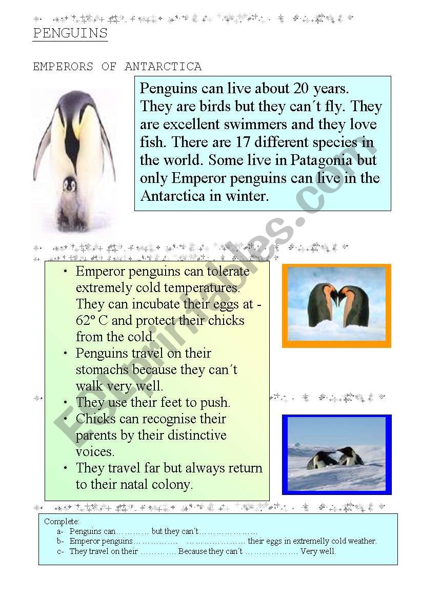 PENGUINS worksheet