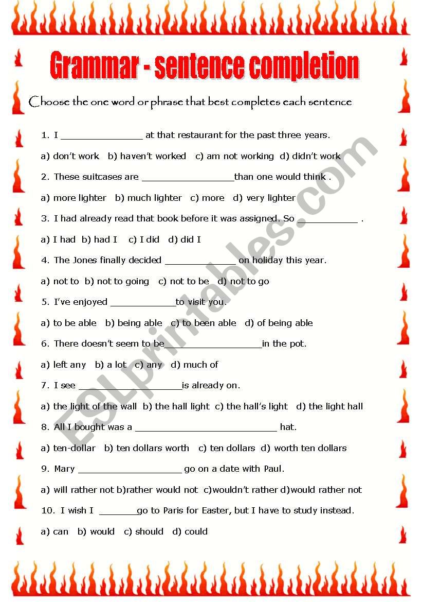 MIXED TENSES worksheet