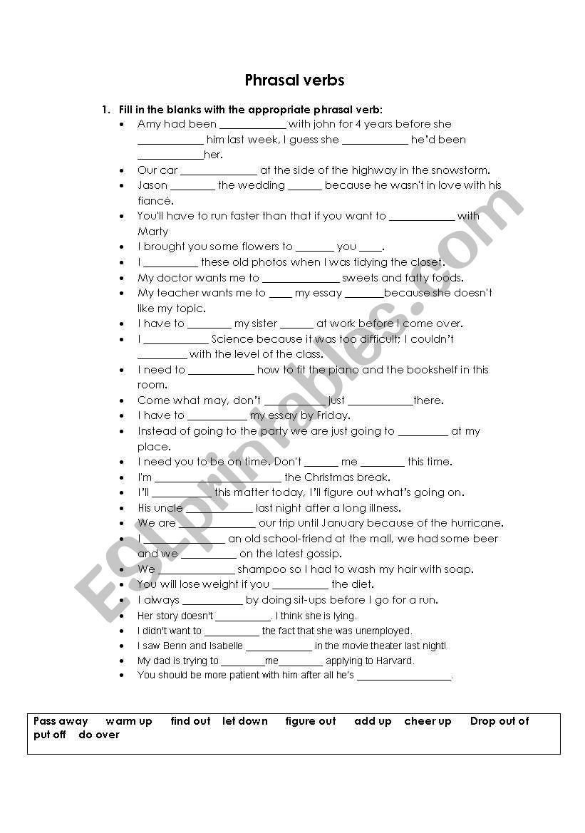 phrasal verbs worksheet