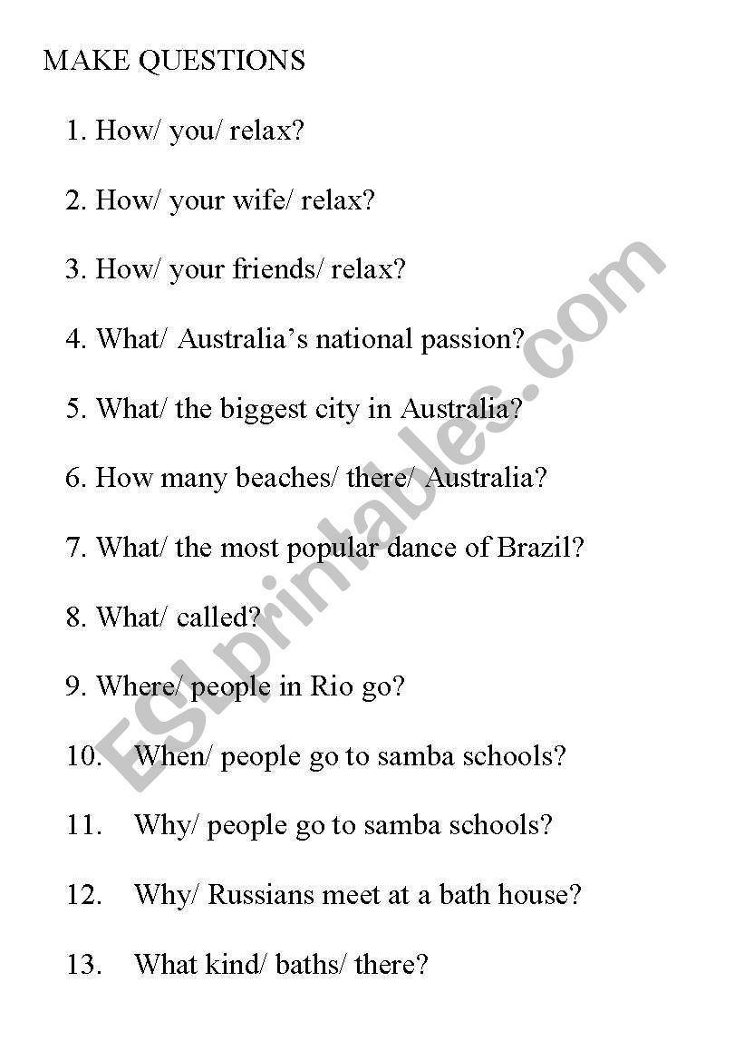 Make questions worksheet