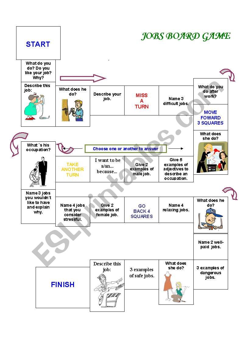 JOBS - BOARD GAME worksheet