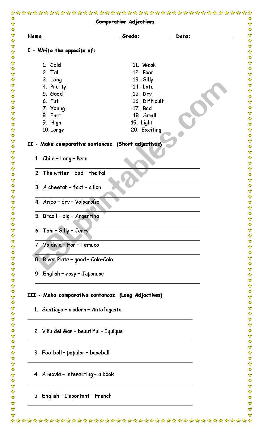 comparative and superlative worksheet