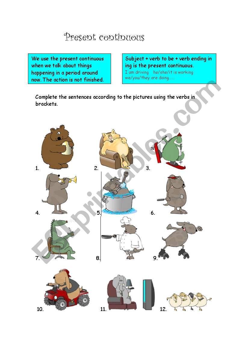 Present continuous worksheet