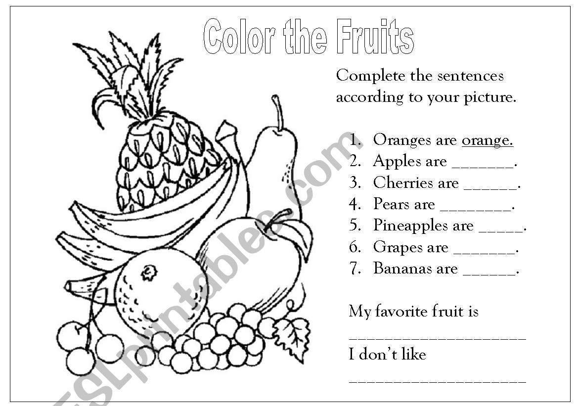 Fruits Activities Coloring page