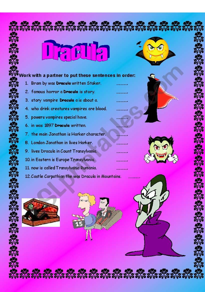 Dracula - (( Grammar )) elementary to intermediate - (( 8 Pages )) - Editable