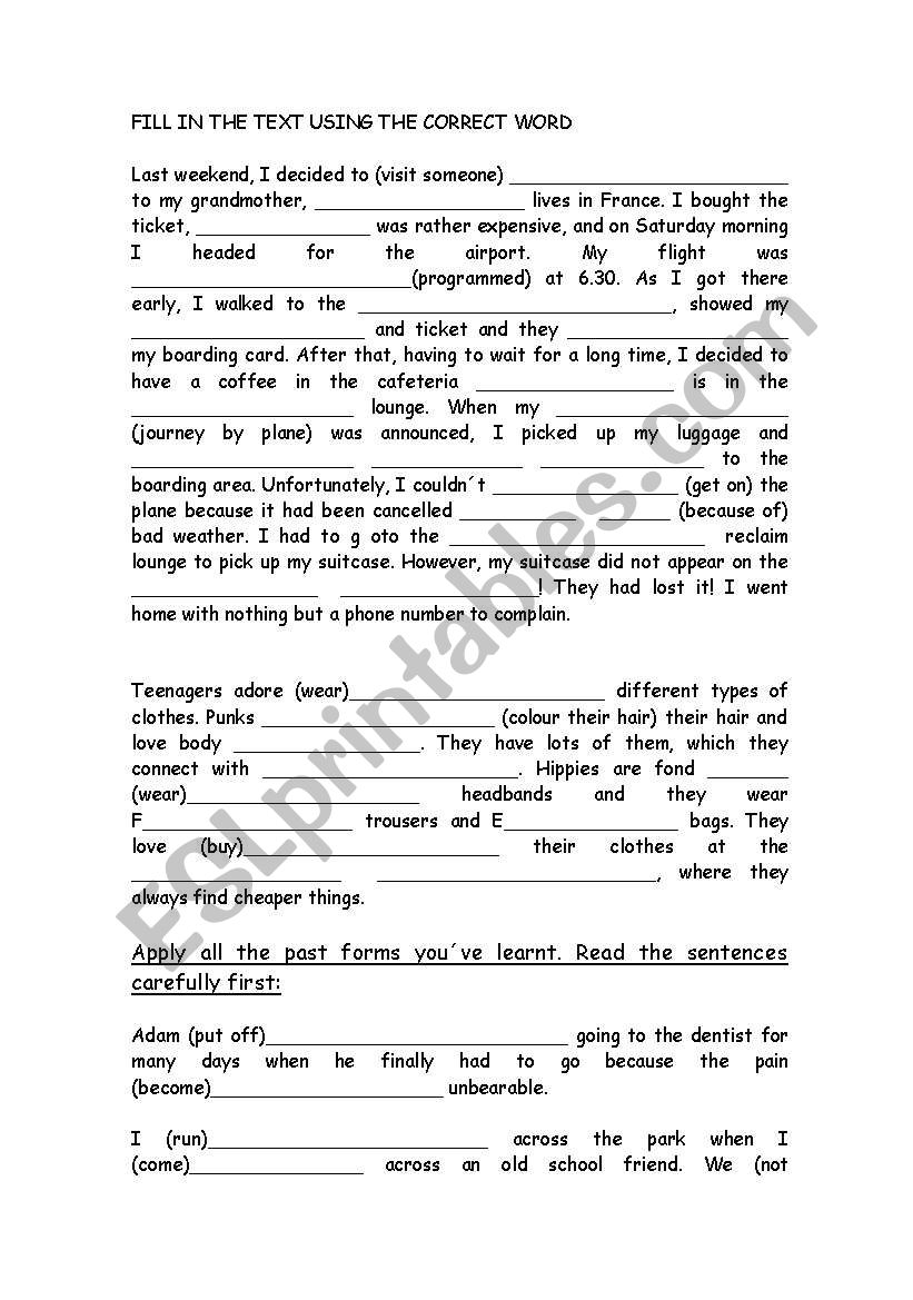 GAP FILLING worksheet