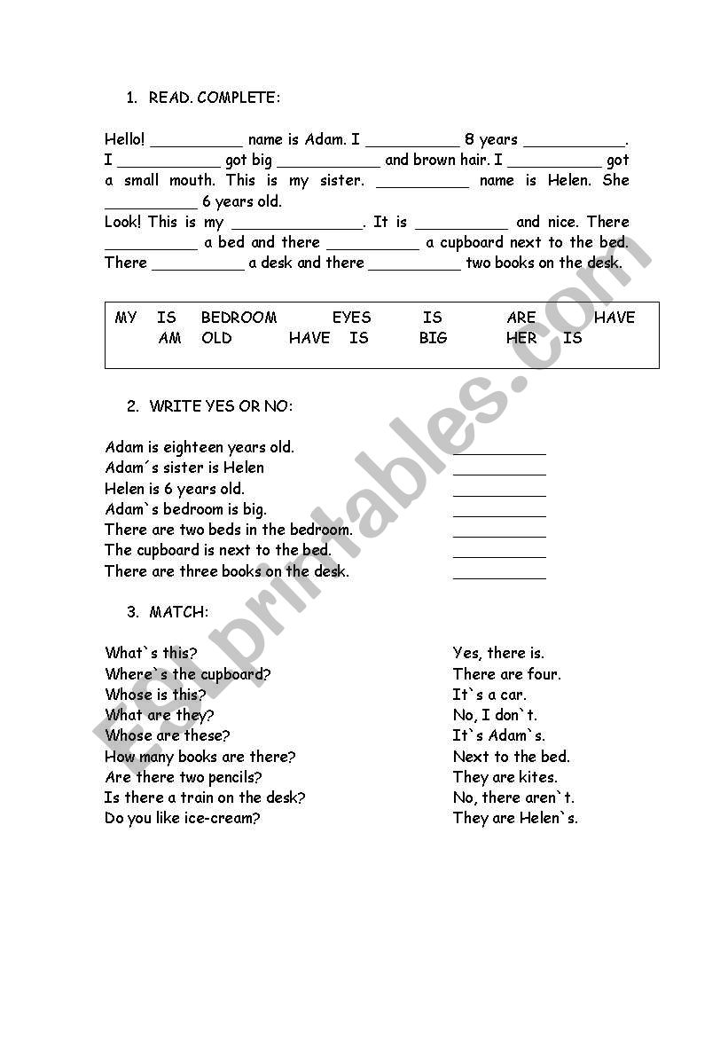 Read and complete worksheet