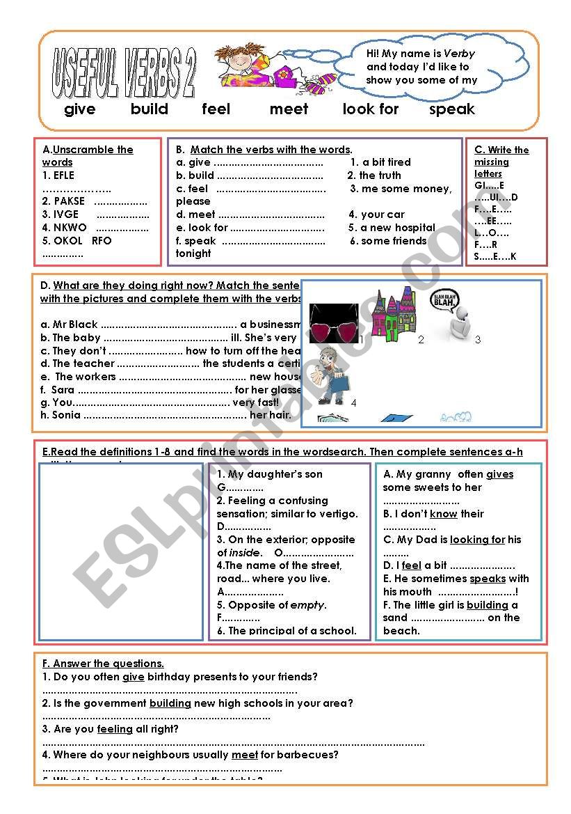 USEFUL VERBS 2/11 worksheet