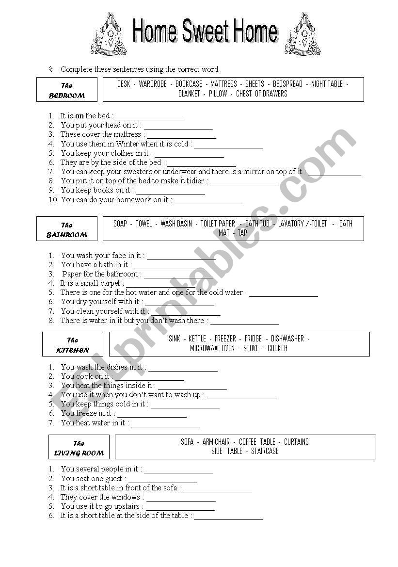 At home : Vocabulary exercises