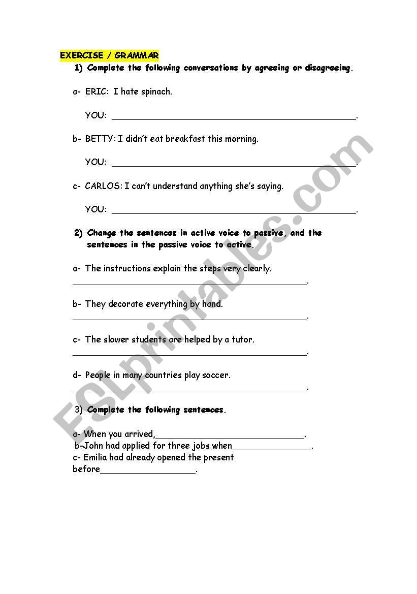 grammar worksheet