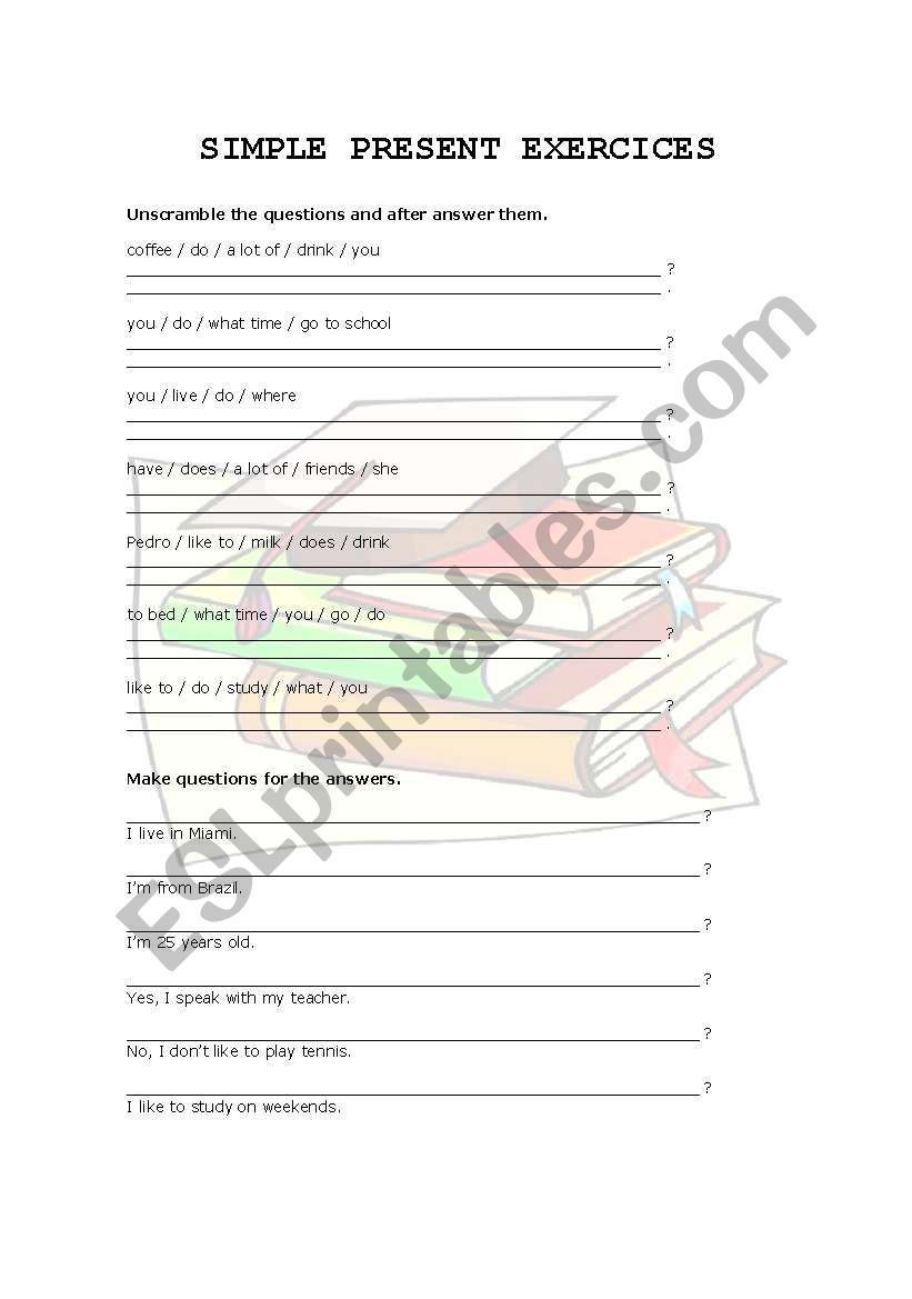 Simple Present Exercices worksheet