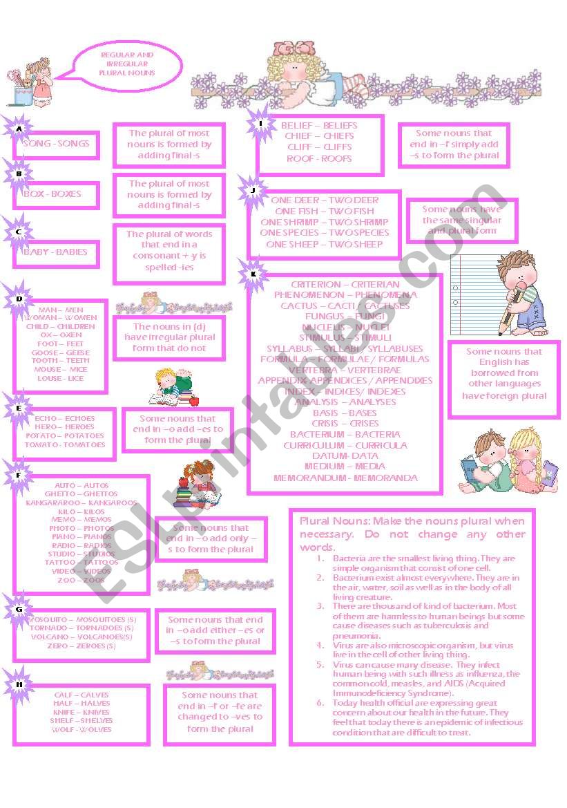 REGULAR AND IRREGULAR PLURAL NOUNS