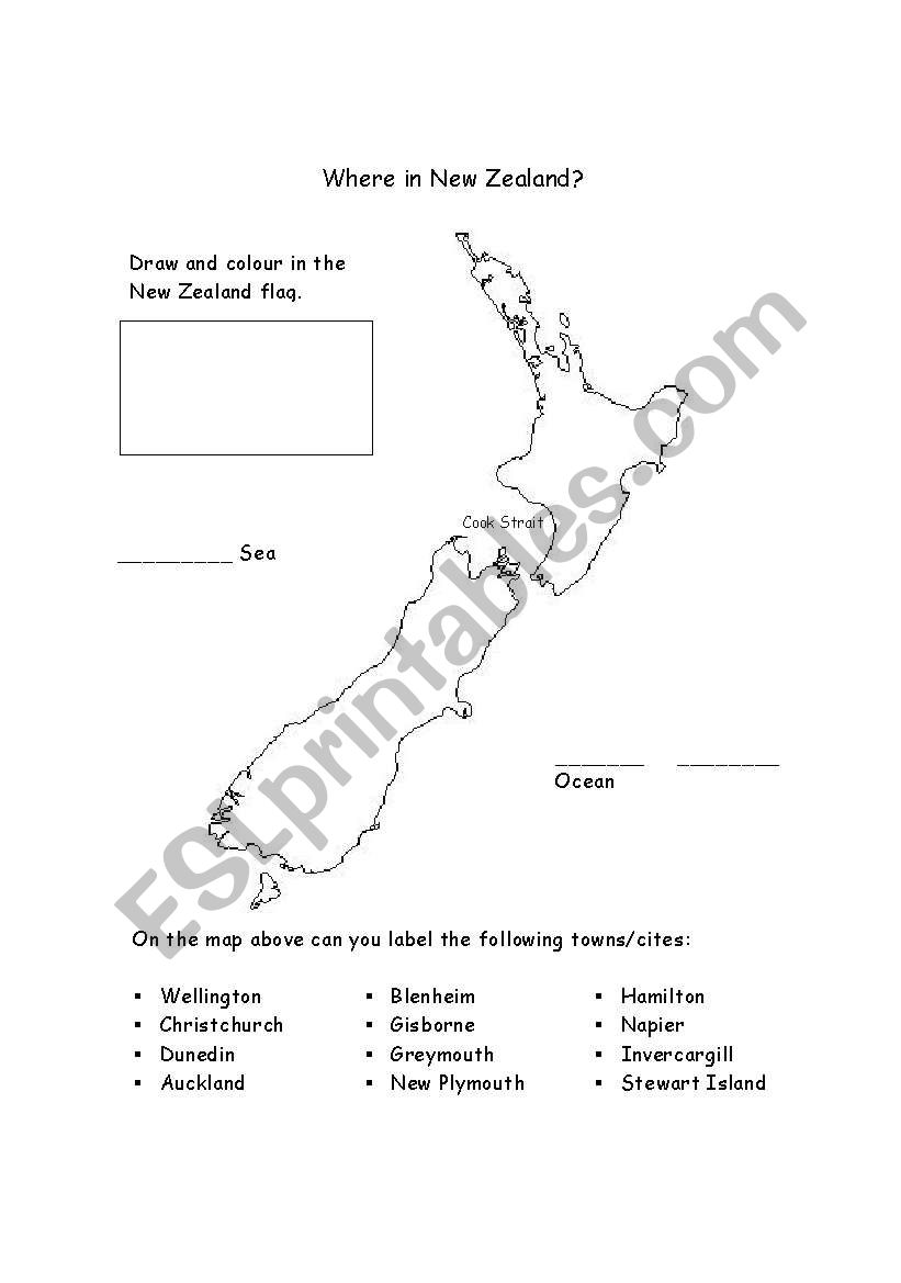 Where in New Zealand worksheet