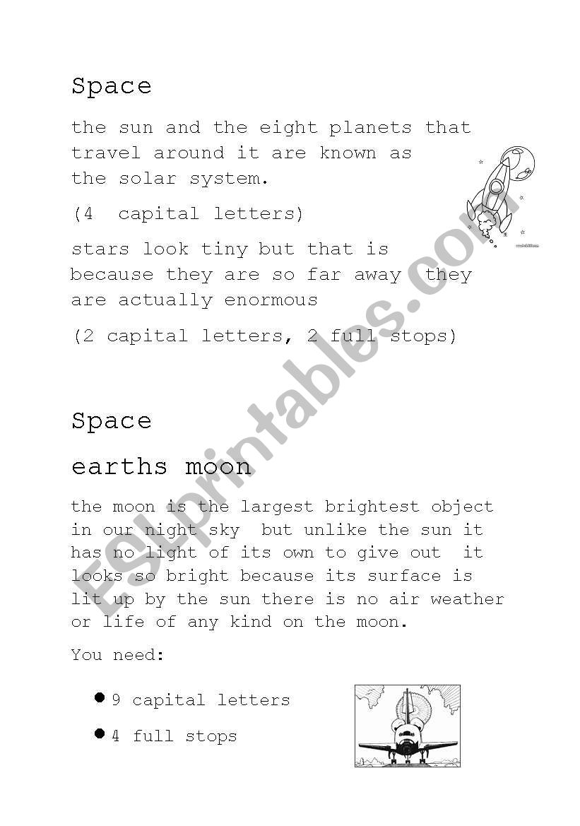 Space editing sheet worksheet