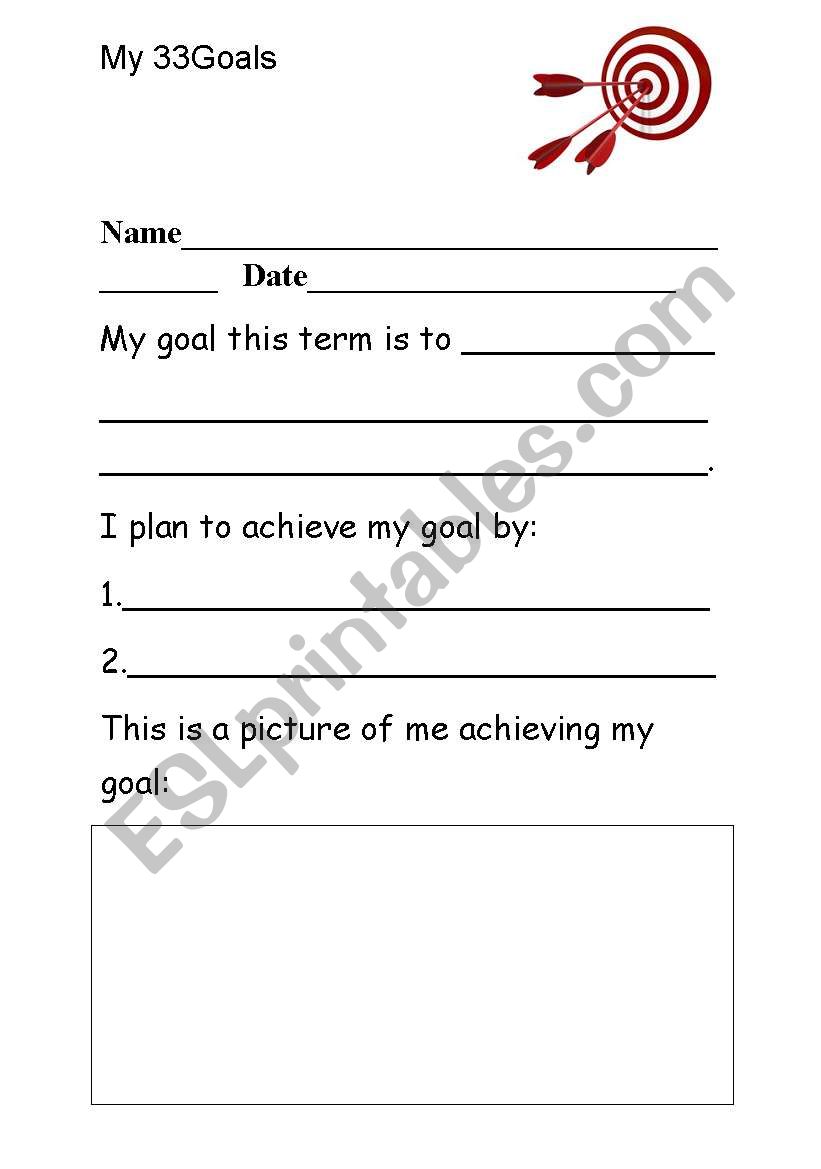 Goal setting worksheet worksheet