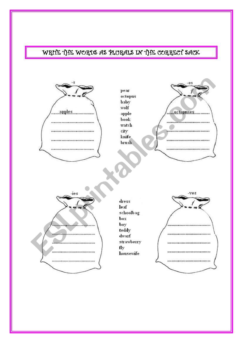 Regular Plurals worksheet