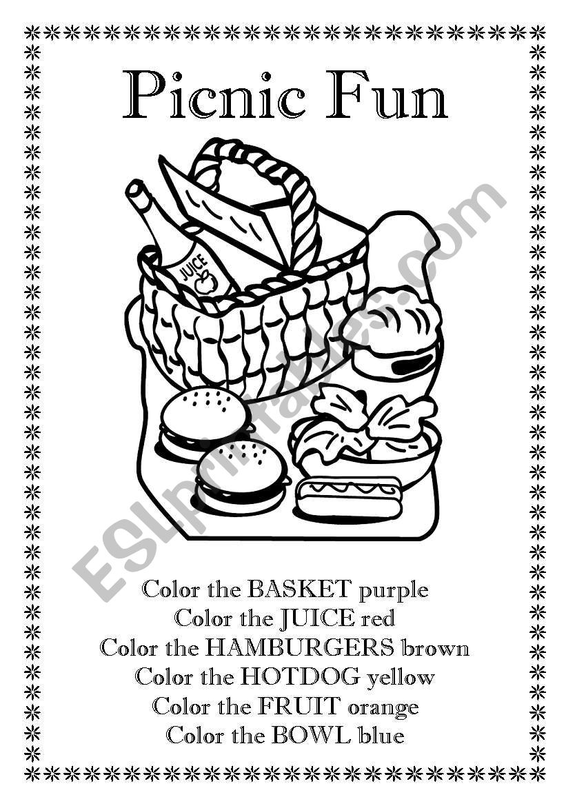 Picnic Coloring worksheet