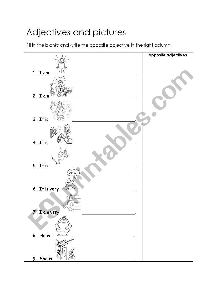 Adjectives and Opposites worksheet
