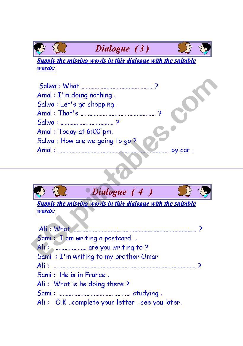 dialouge worksheet