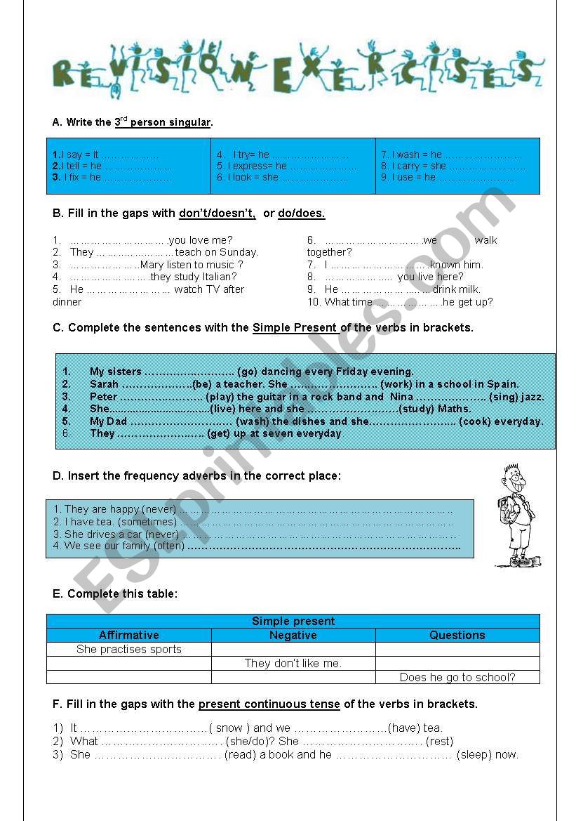 Revision exercises worksheet