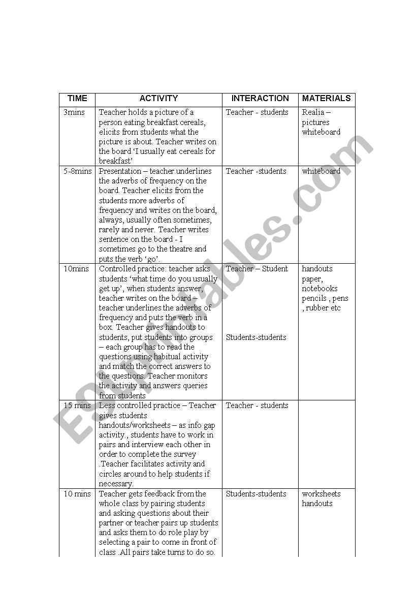 lesson plan worksheet