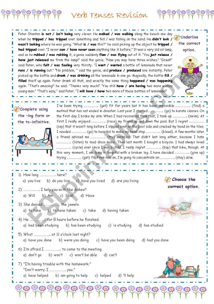 Verb Tenses Revision worksheet