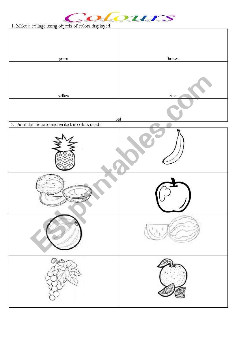 Colours worksheet