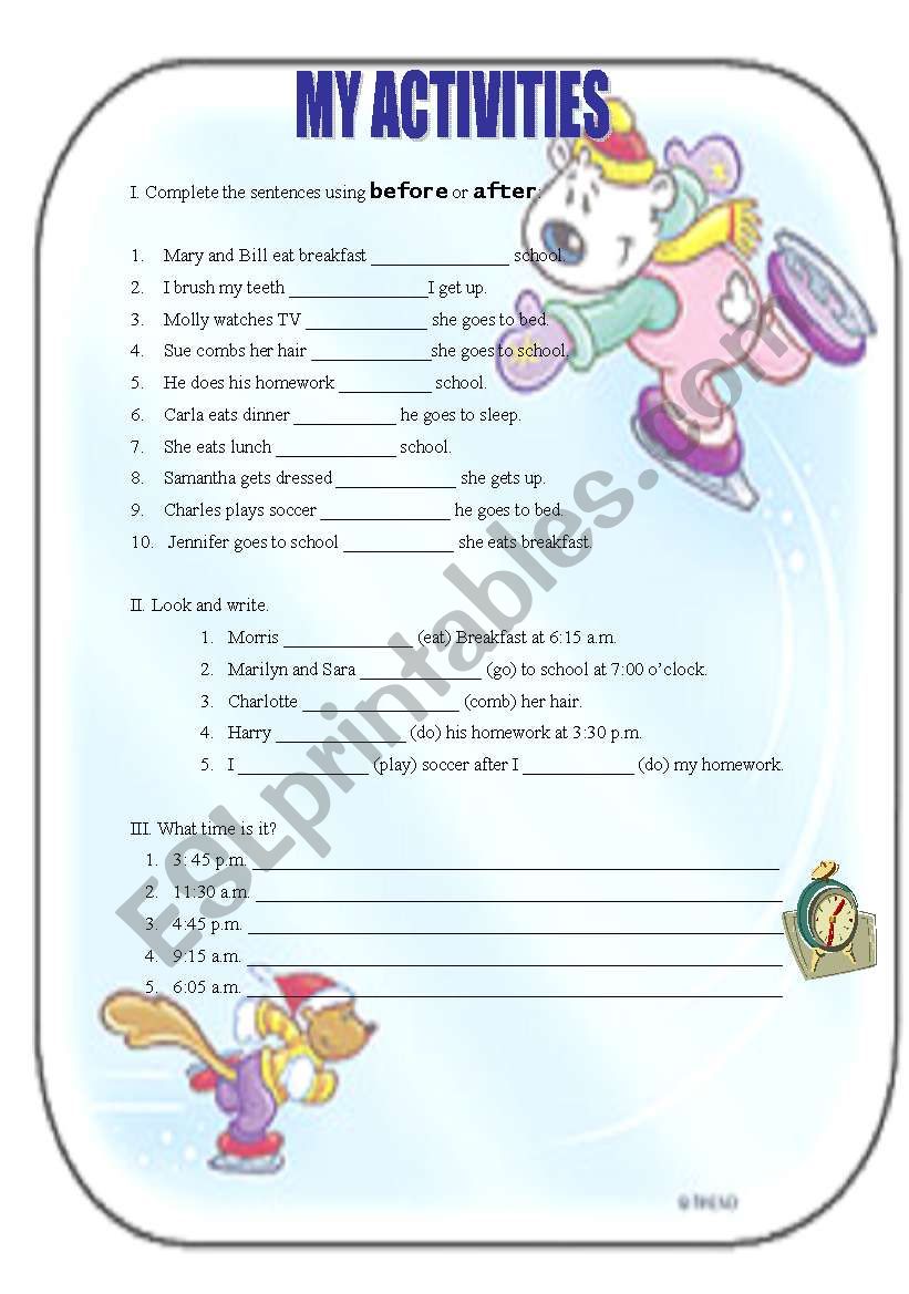 Everyday Activities worksheet