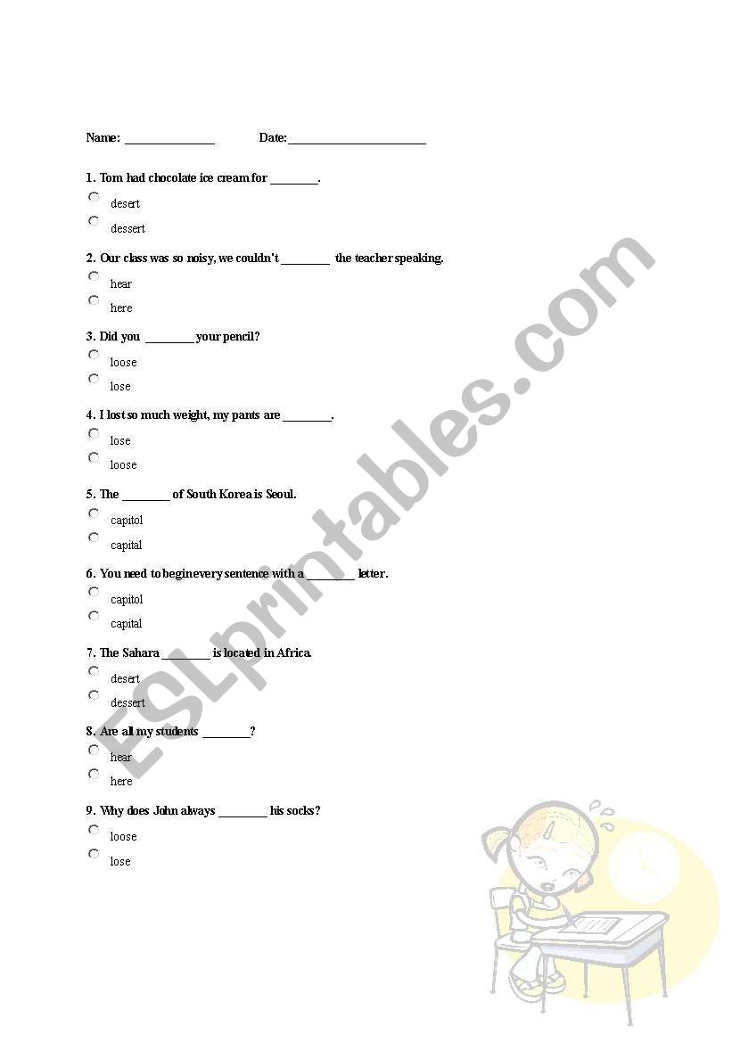 Quiz-based on confusing English nouns, verbs etc.