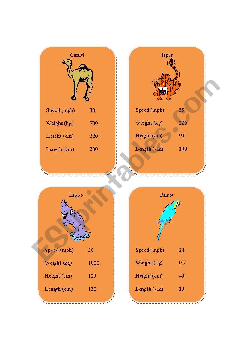 animal comparatives (part3) worksheet