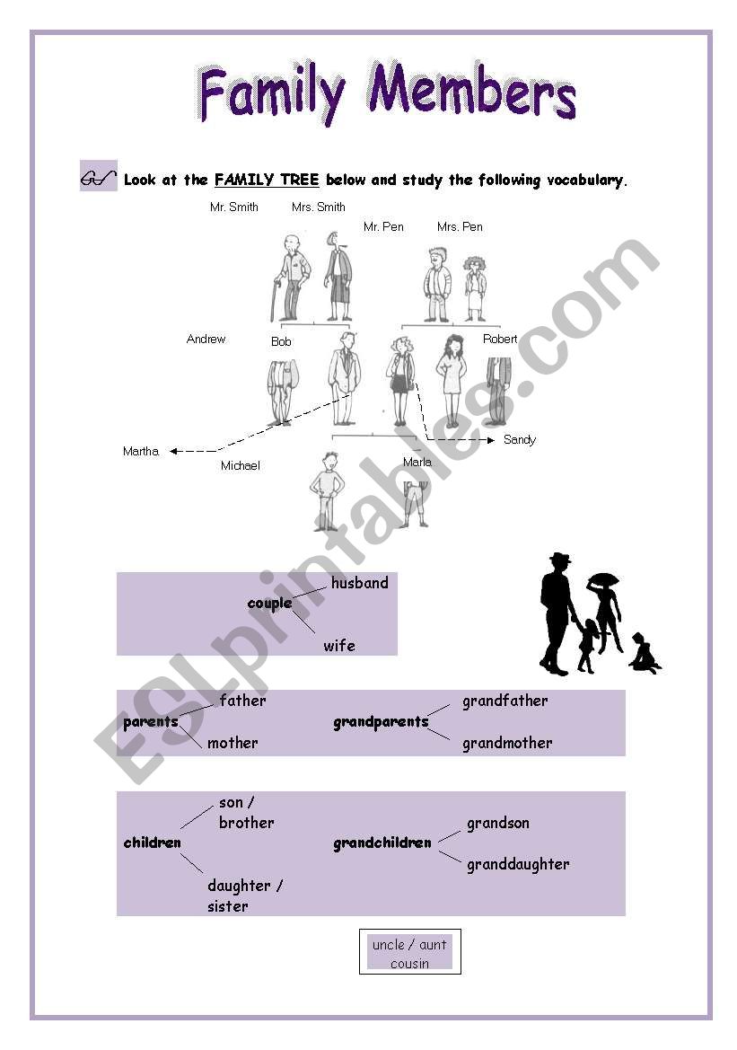 Family members worksheet