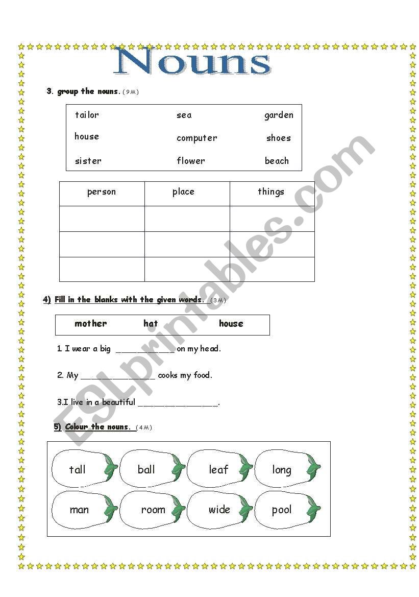 nouns worksheet