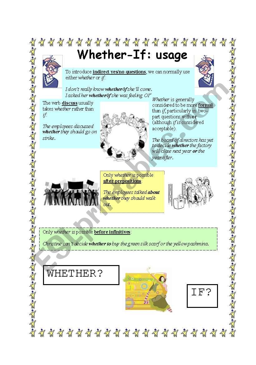 WHETHER or IF? (3 pages) worksheet WHETHER or IF? (3 pages) worksheet
