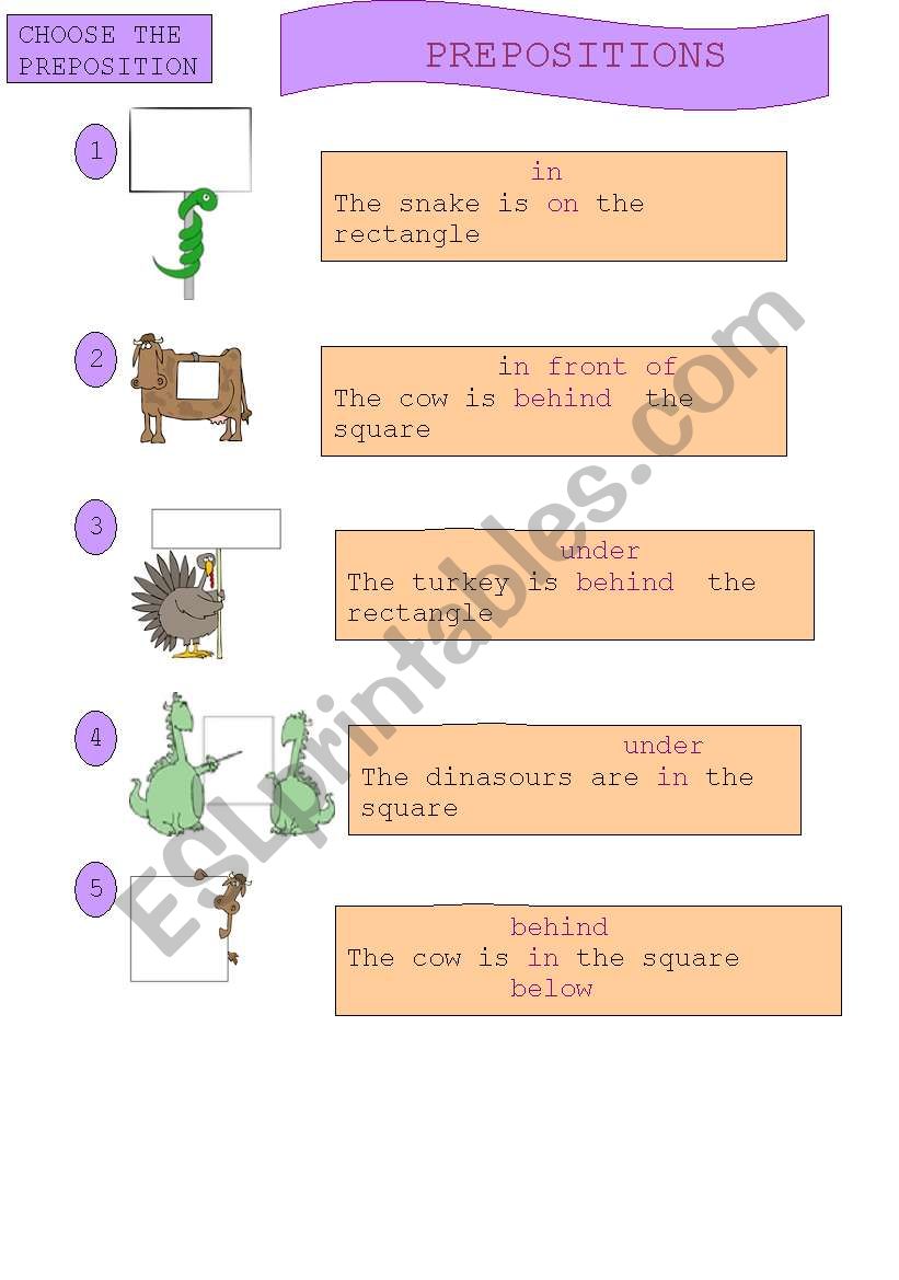 prepositios worksheet
