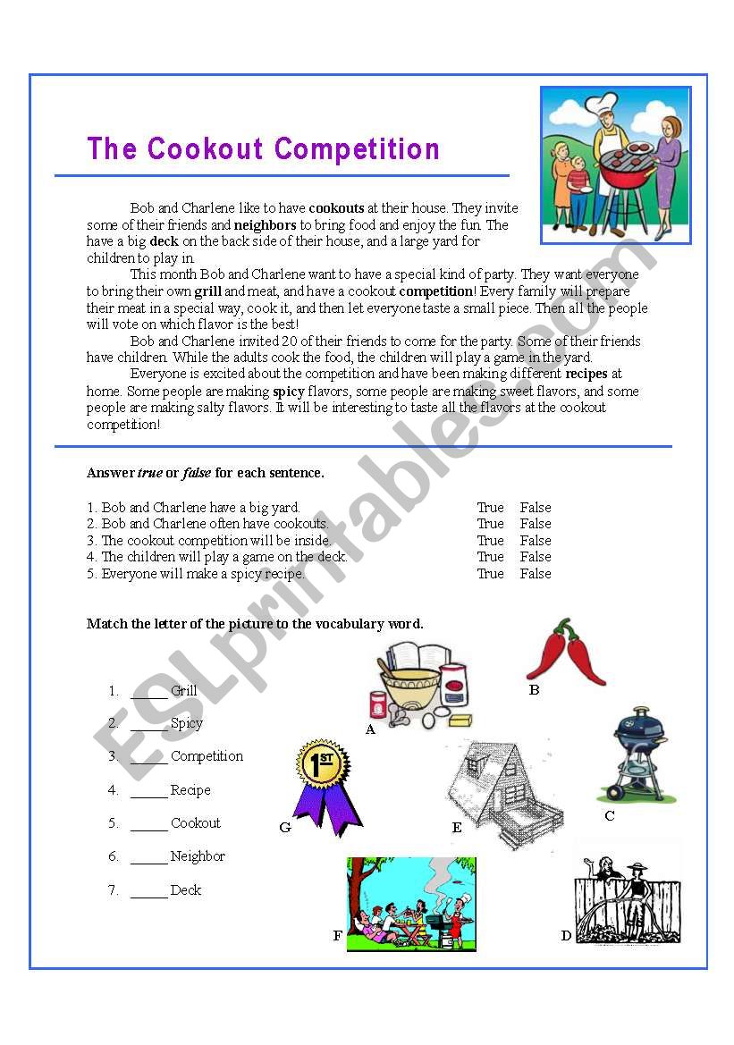 The Cookout Competition worksheet