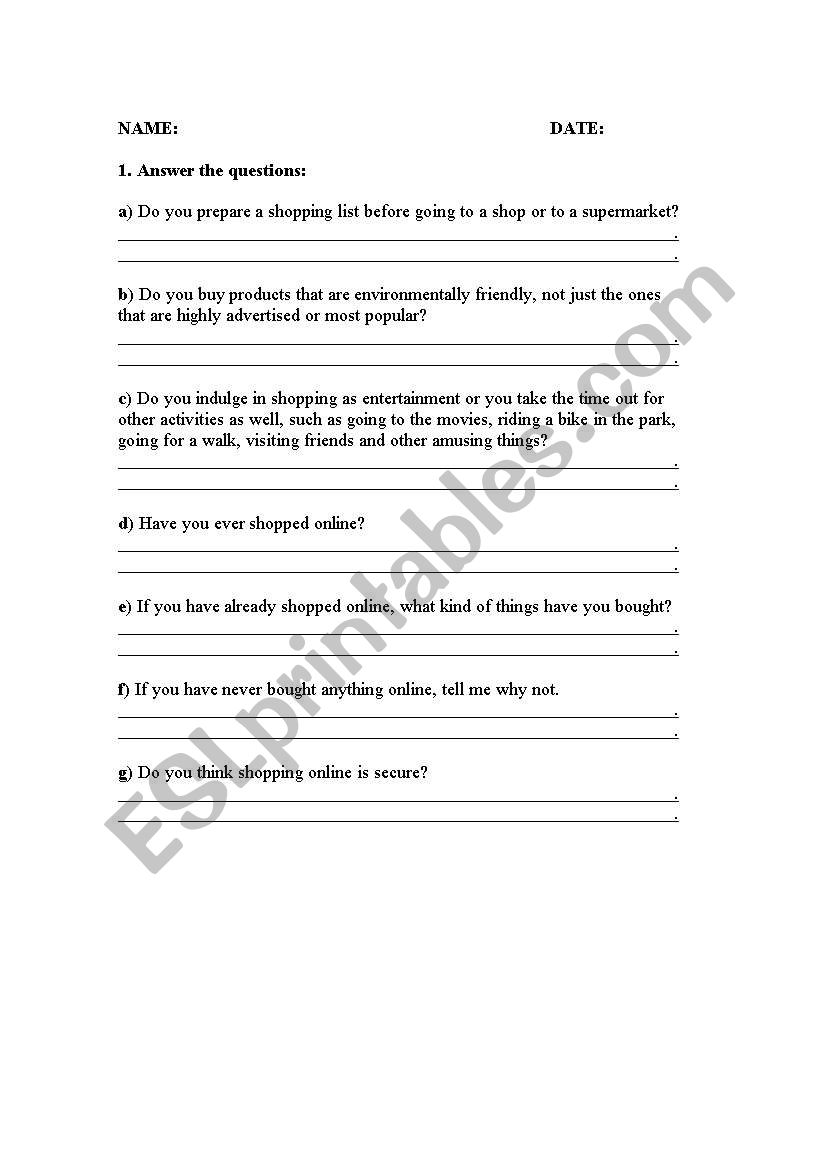 Consumer society worksheet