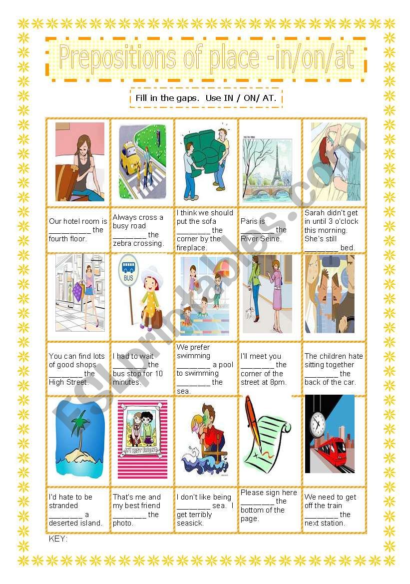 Prepositions of place -in/at/on