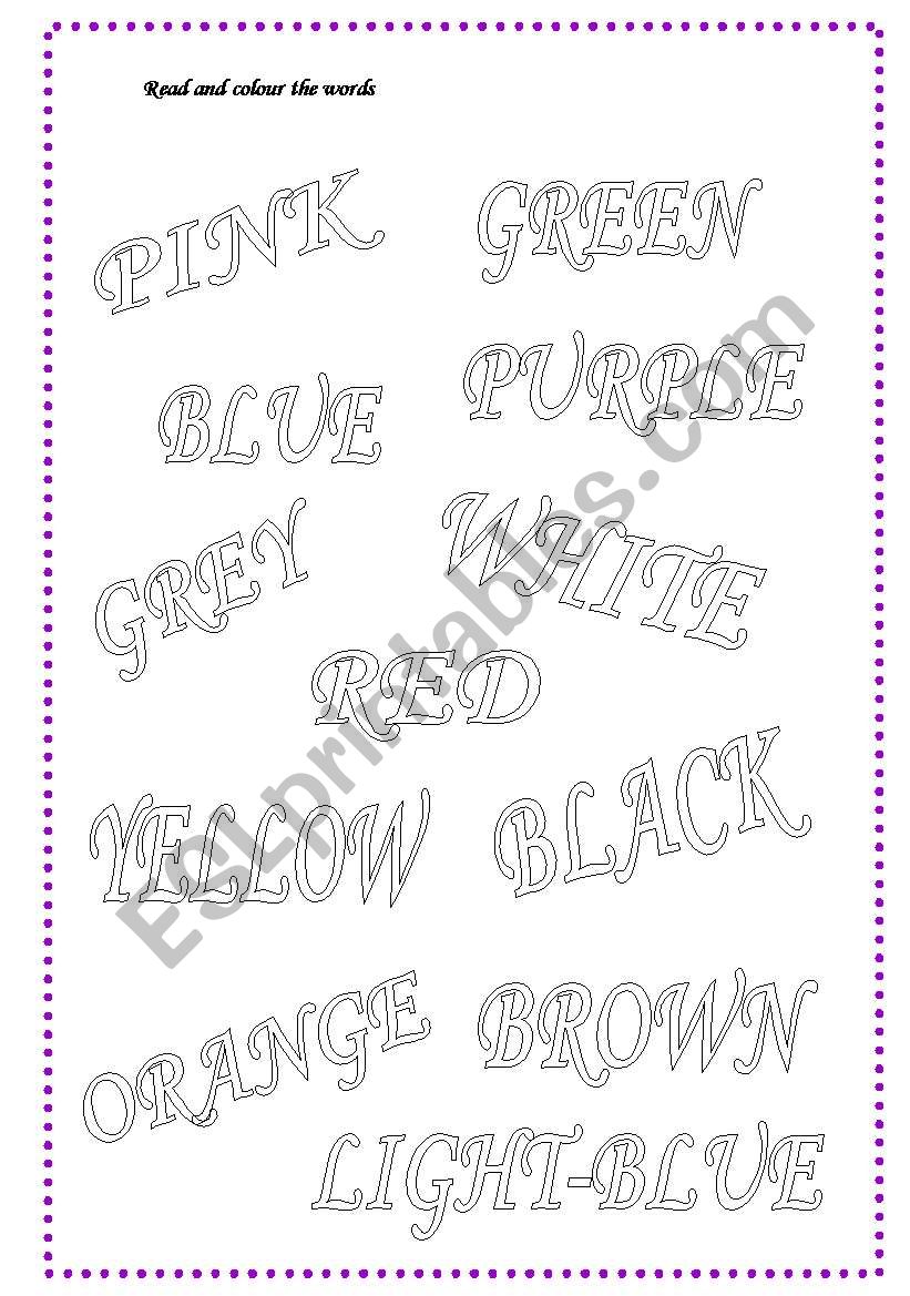 colours worksheet