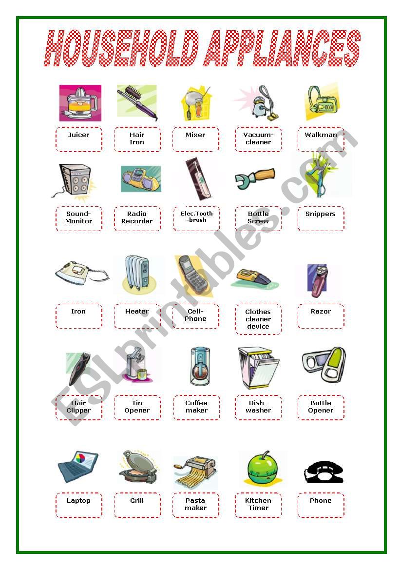 Household Appliances Pictionary 2/2