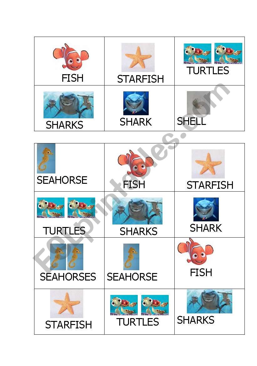 Sea Creatures Bingo! worksheet