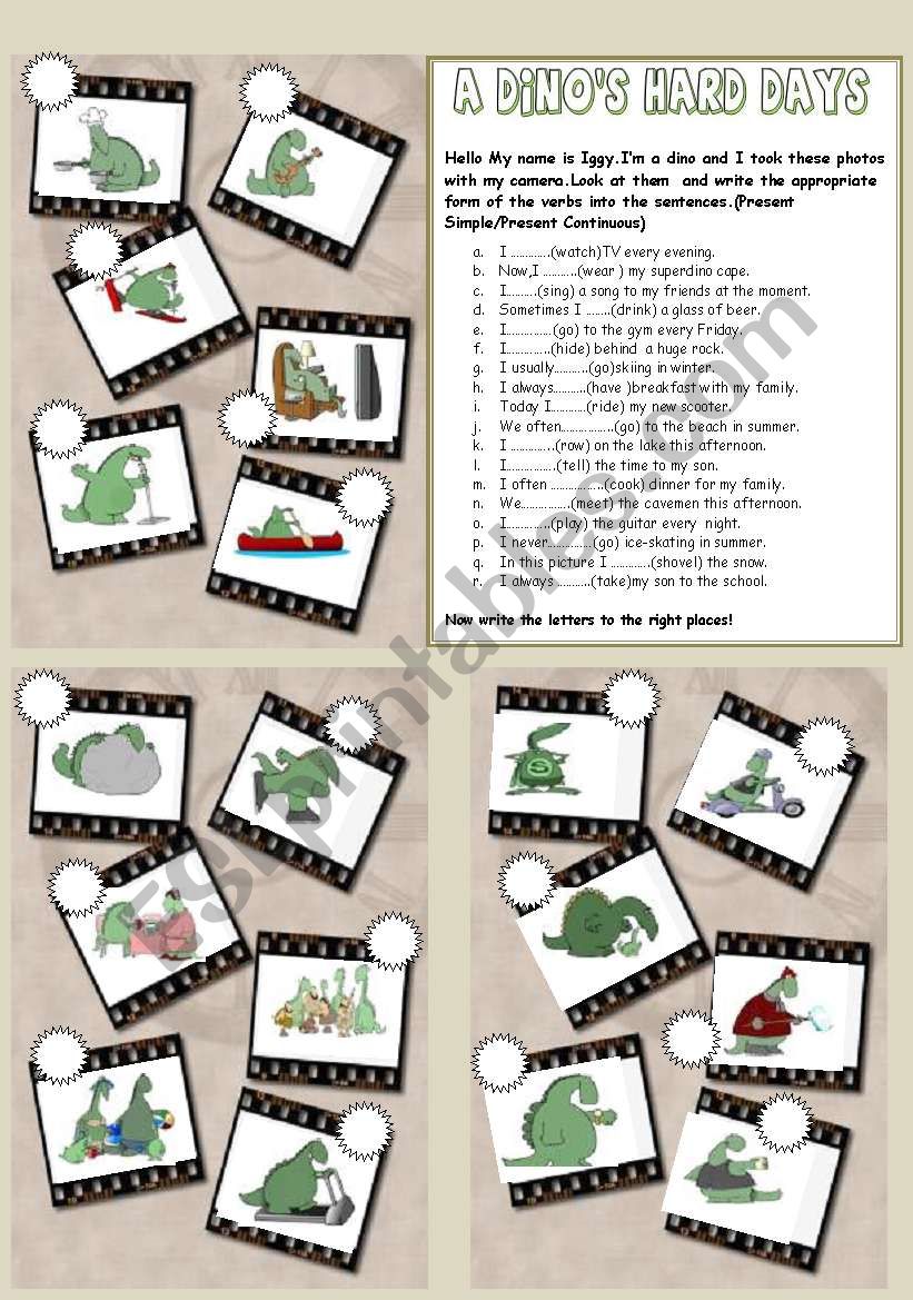 A dinos hard days worksheet