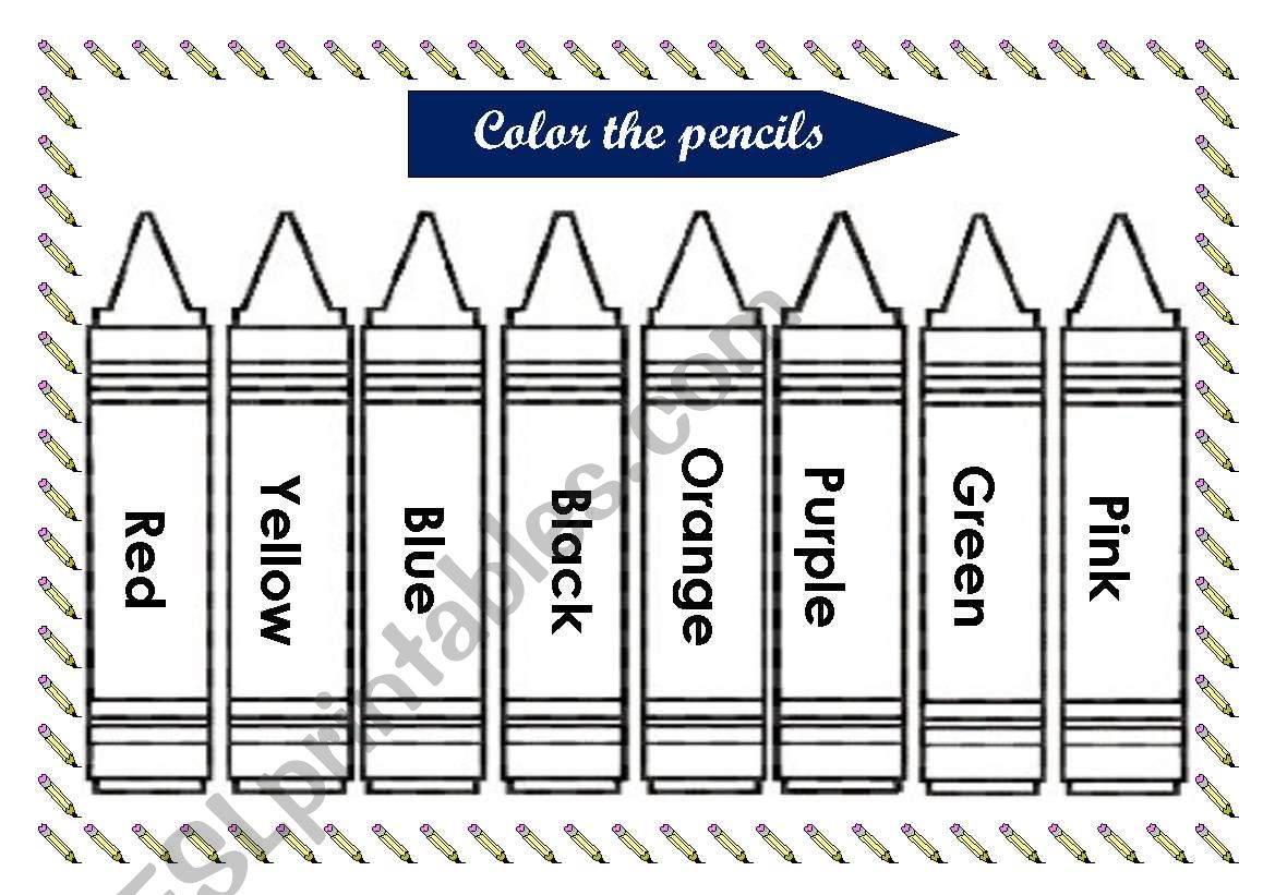 Color the pencils worksheet