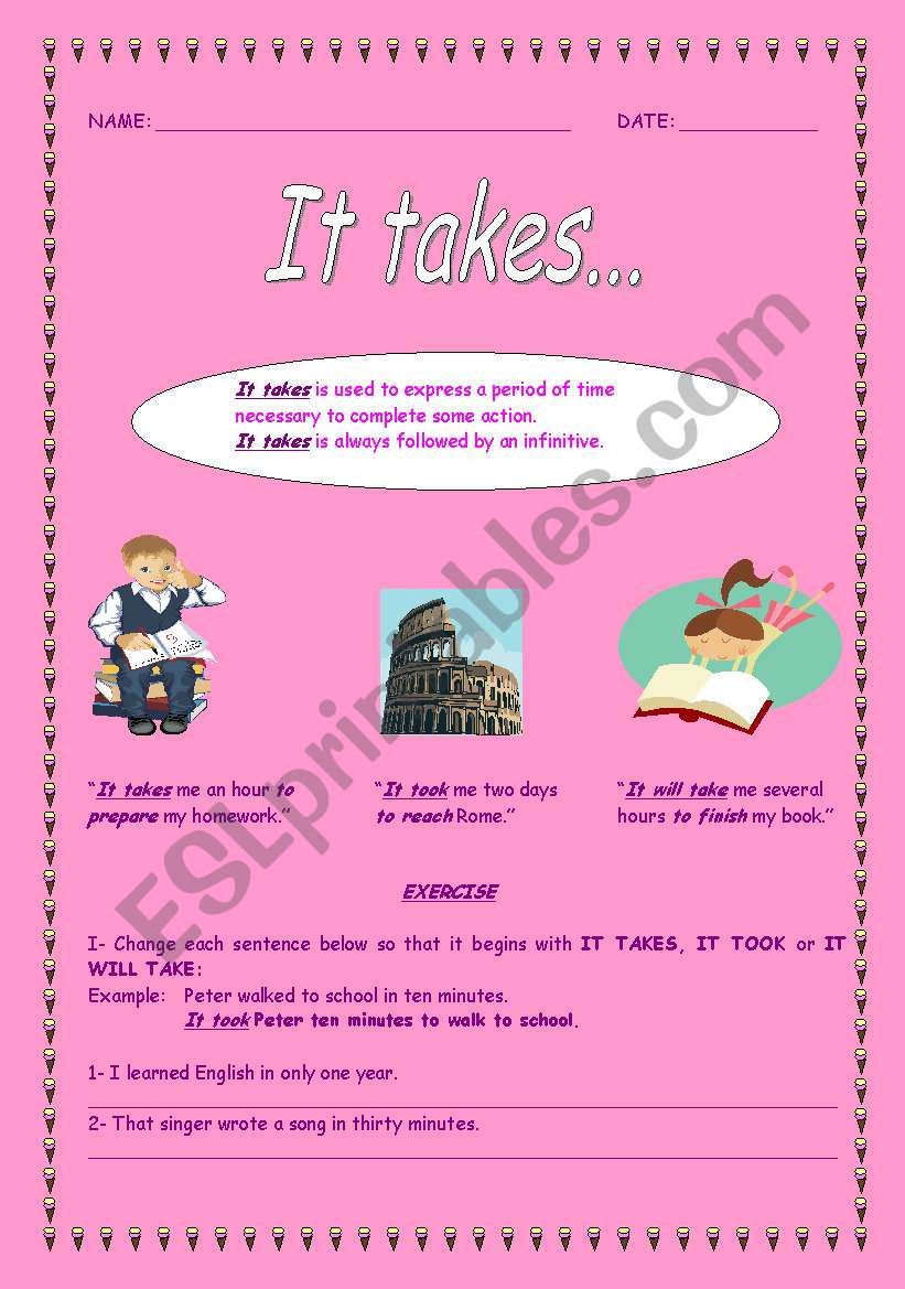 It takes... worksheet