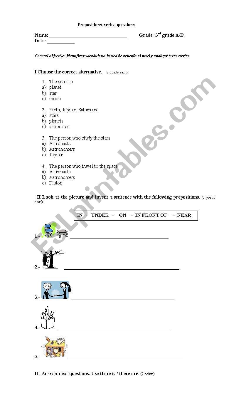Prepositions, verbs and questions