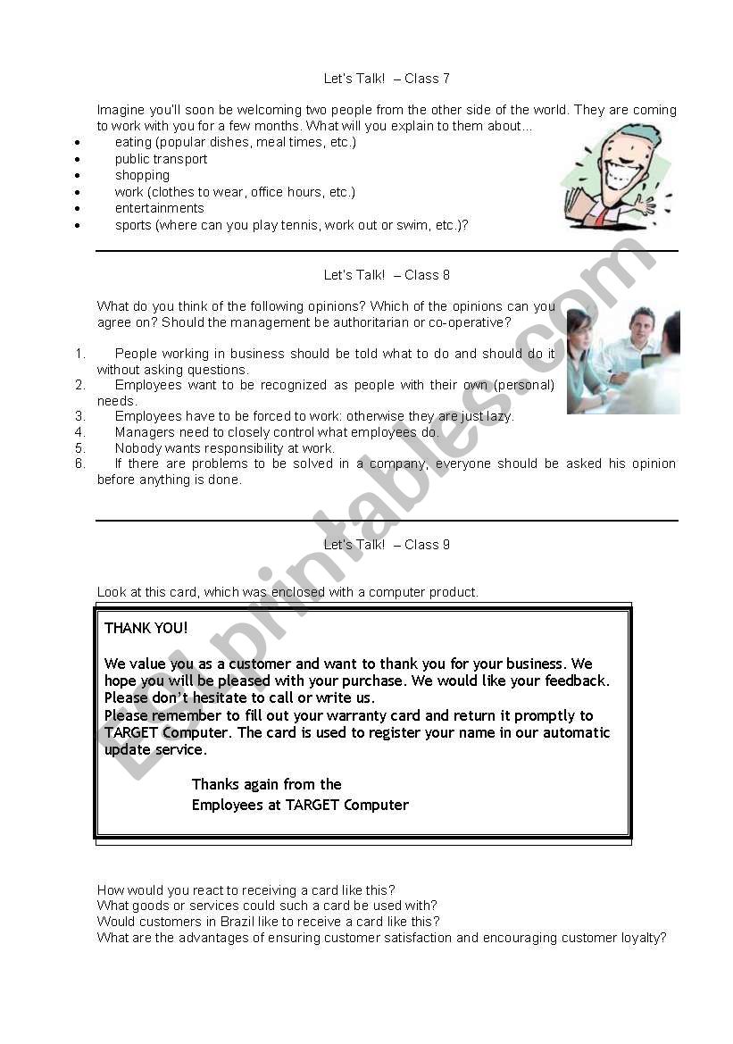 Conversation topics worksheet